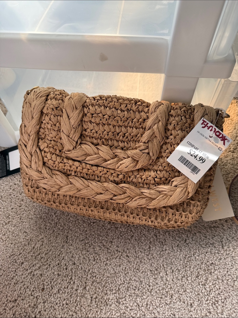 Madison West Braided Straw Shoulder Bag in Tan